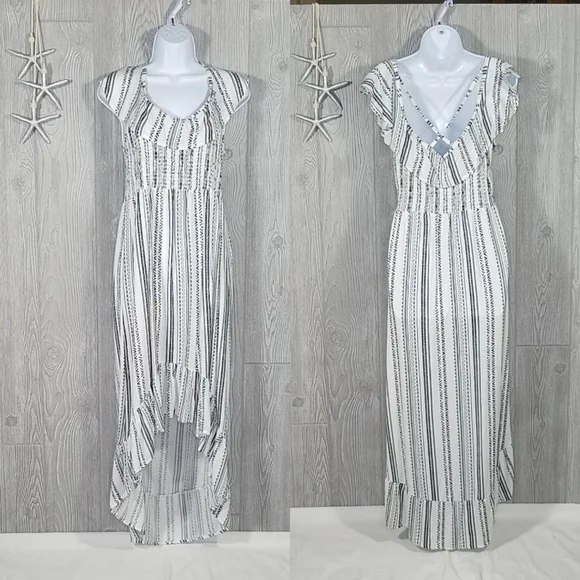 NWT Almost Famous Dress Large Black White Ruffled High Low - Picture 6 of 8